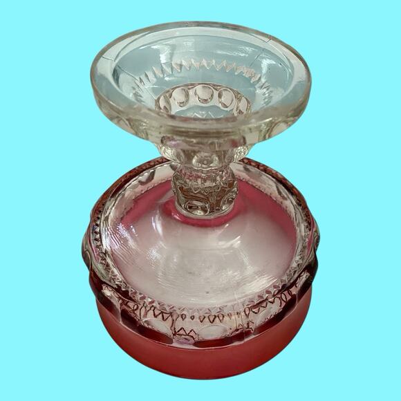 VTG Indiana Glass Kings Crown Thumbprint Ruby Flash Footed Compote Candy Dish - Picture 6 of 15